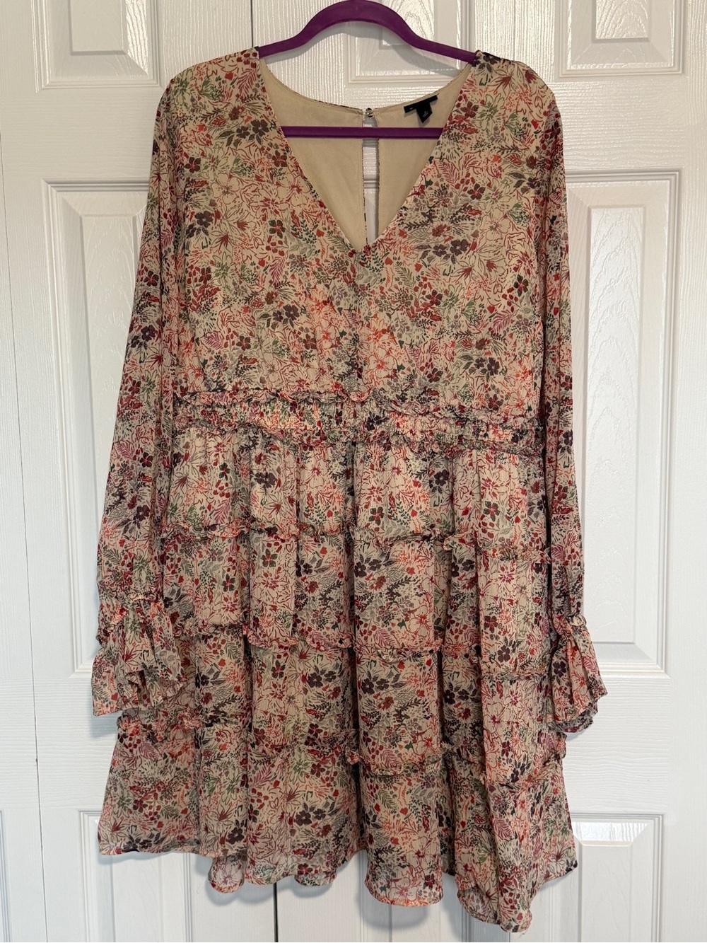 Torrid Beige Floral Ruffle Tunic